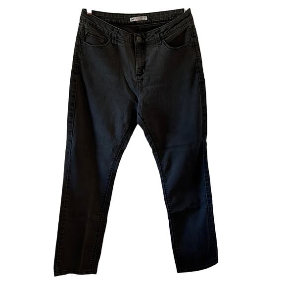 Lee Perfect Fit Black Straight Leg Jeans Woman Size 12M Soft Lightly Faded - Picture 1 of 10